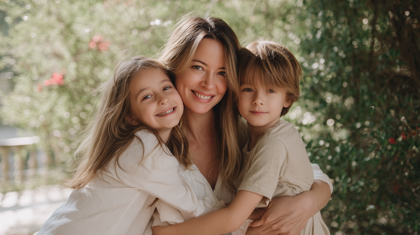 Mother with children in a natural setting representing holistic health approach